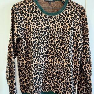 Leopard Scotch & Sofa Sweater with green trim